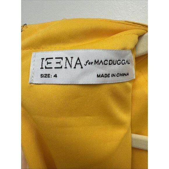 Mac Duggal Size 4 Yellow 70152 Asymmetric Hem Mini Cocktail Dress Long Sleeve - Picture 10 of 14